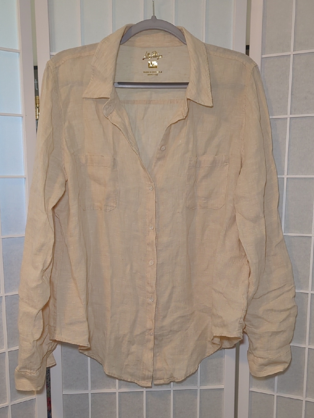 Lilly Pulitzer Cream Button-Down Linen Shirt